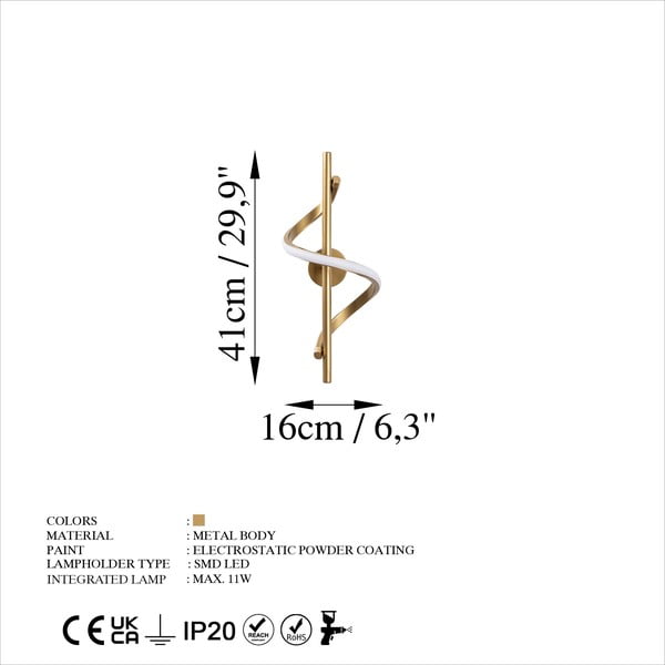 Sárgaréz színű LED fali lámpa Likma – Opviq lights-image-4