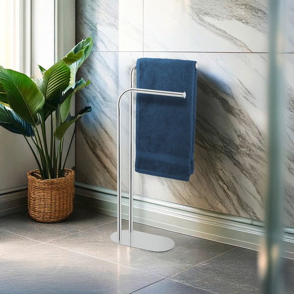 Fényes ezüstszínű rozsdamentes acél törölközőtartó állvány Levante – Wenko-image-1