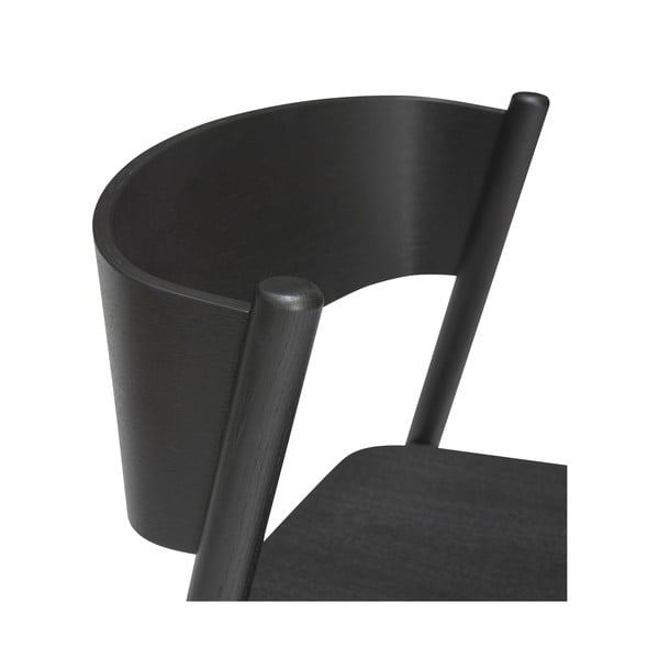 Fekete bárszék tölgyfa dekorral (ülésmagasság 75 cm) Oblique – Hübsch-image-4