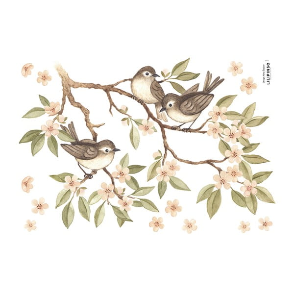 Matrica lap 30x42 cm Branch And Sparrows – Lilipinso