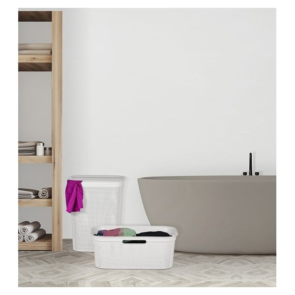Fehér műanyag szennyeskosár 41 l Brisen - Rotho-image-2