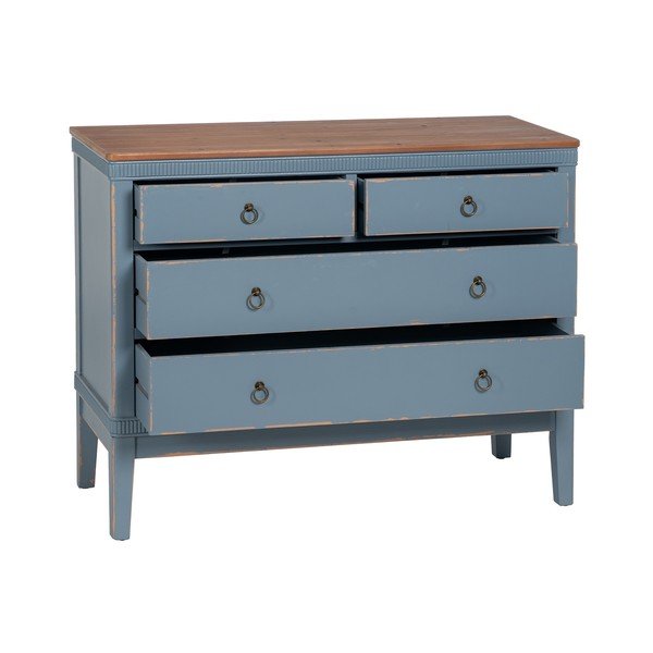 Kék jegenyefenyő alacsony komód 115x90 cm Shabby – Ixia-image-2