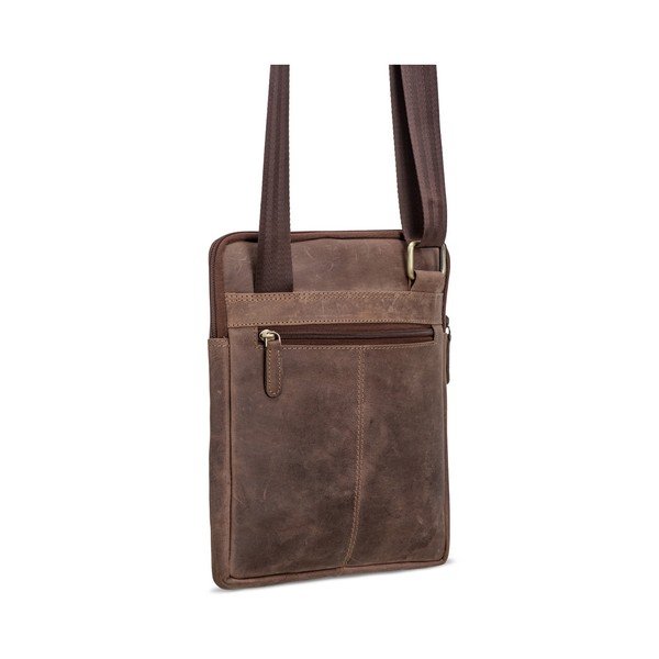 Sötétbarna, bőr válltáska iPad-hez - Packenger-image-1