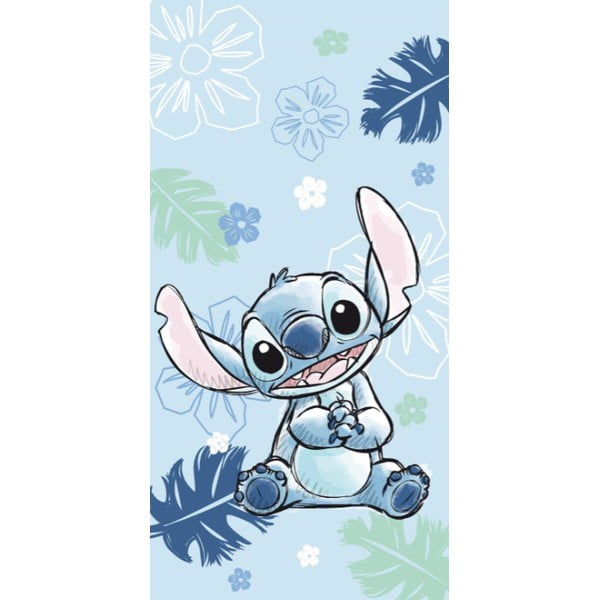 Kék pamut gyerek fürdőlepedő 70x140 cm Lilo and Stitch "Ohana Blue" – Jerry Fabrics