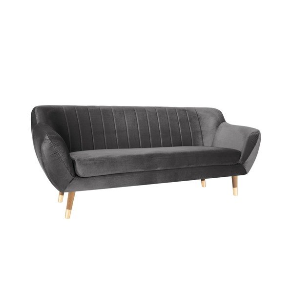 Benito szürke bársony kanapé, 188 cm - Mazzini Sofas-image-2