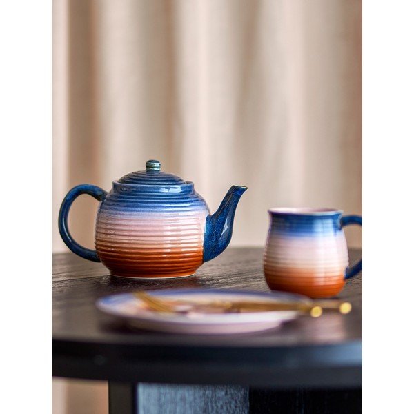 Kék-narancssárga kerámia teáskanna szűrővel 890 ml Tatum – Bloomingville-image-1