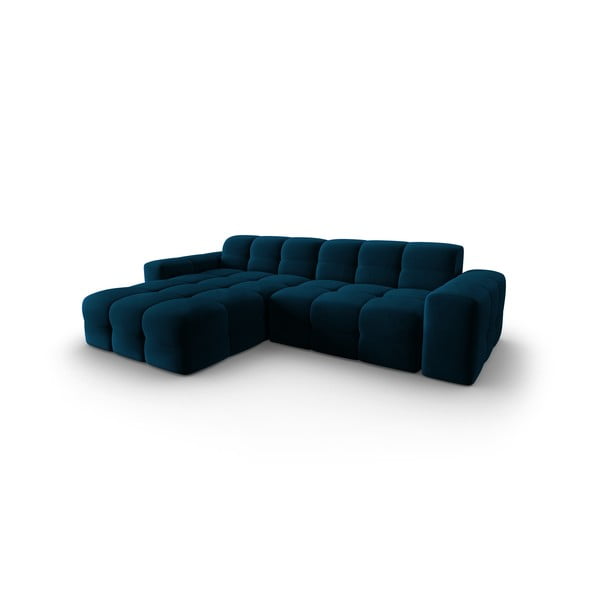 Sötétkék bársony sarokkanapé (bal oldali) Kendal – Micadoni Home-image-3