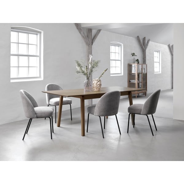 Barna bővíthető étkezőasztal tölgyfa dekoros asztallappal 95x200 cm Bari – Unique Furniture-image-1