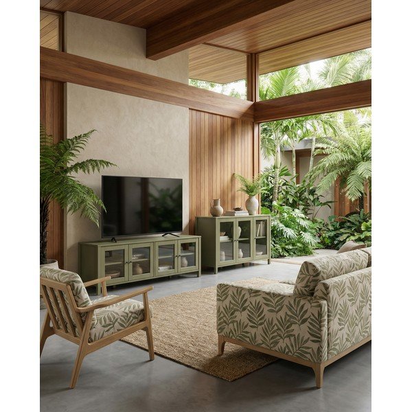 Zöld borovi fenyő tálalószekrény 142x80x40 cm Alessandra – Marckeric-image-1