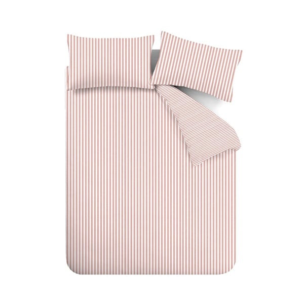 Rózsaszín kétszemélyes flanel ágyneműhuzat 200x200 cm Stripe – Catherine Lansfield
