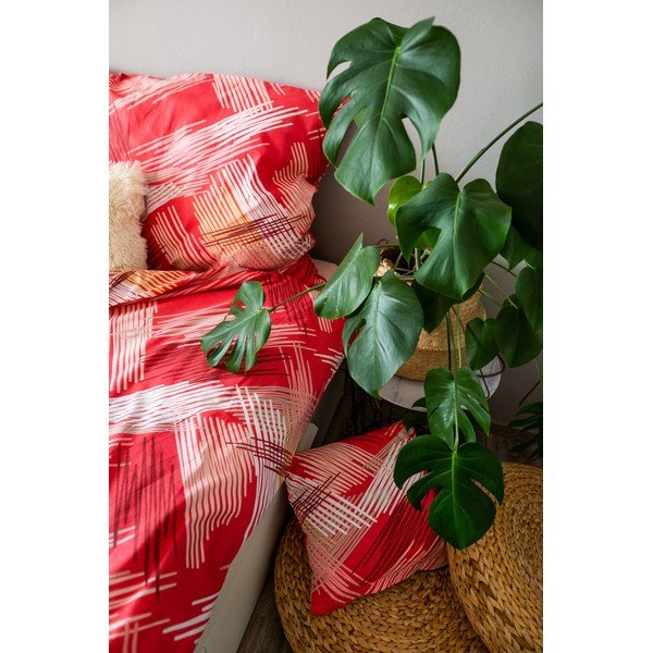 Piros egyszemélyes pamut ágyneműhuzat 140x200 cm LP Dita Red – Cotton House-image-3