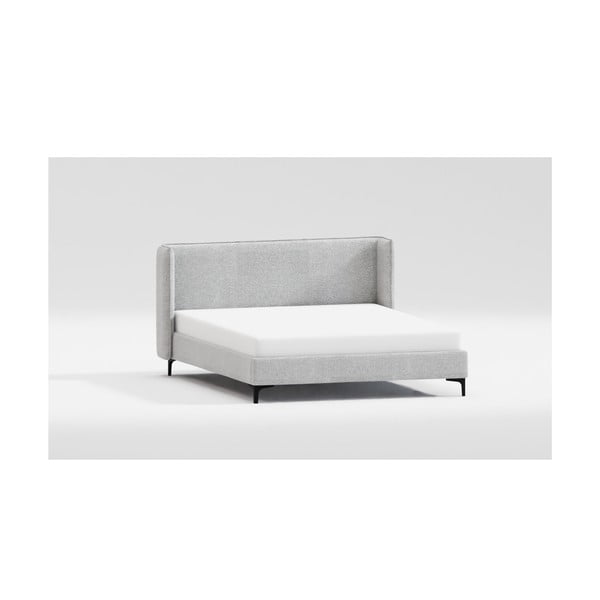 Szürke kárpitozott franciaágy ágyráccsal 200x200 cm Basti – Ropez-image-3