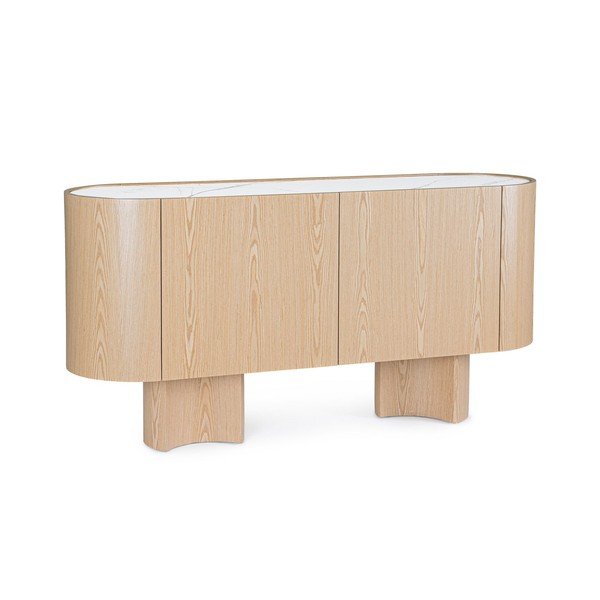 Világos natúr színű komód tölgyfa dekorral 160x80,5x45,5 cm Otilia – Bizzotto