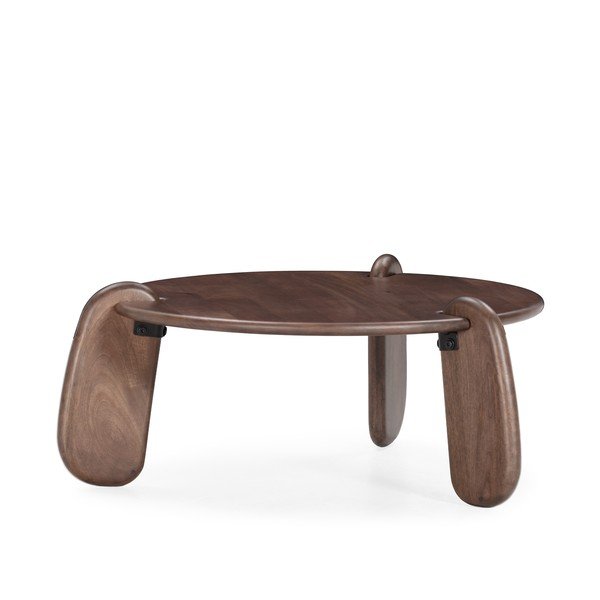 Sötétbarna mangófa kerek dohányzóasztal ø 80 cm Tamira – MOME-image-3