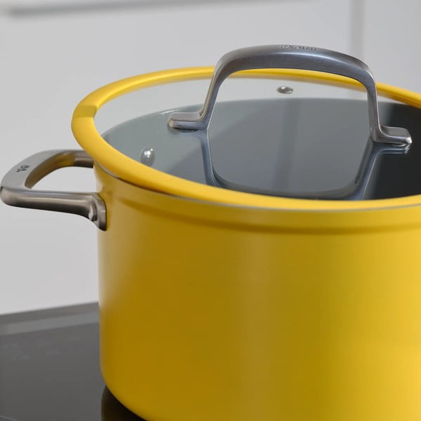 Indukciós tűzhelyhez alkalmas edény fedővel-kerámia felülettel 5,5 l Meda 3.0 – FABINI-image-1