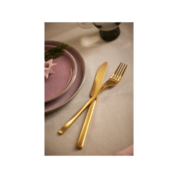 Sárgaréz színű acél evőeszköz készlet 16 db-os Brass – Bitz-image-1