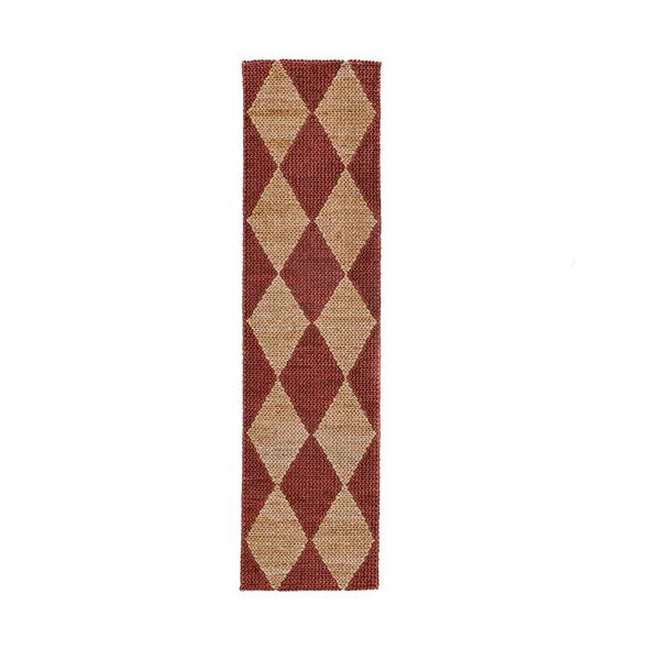 Terrakotta színű kézi szövésű jutakeverék futószőnyeg 80x230 cm Effie Diamond – Flair Rugs
