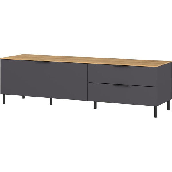 Szürke TV-állvány tölgyfa dekorral 164x47 cm California - Germania-image-2