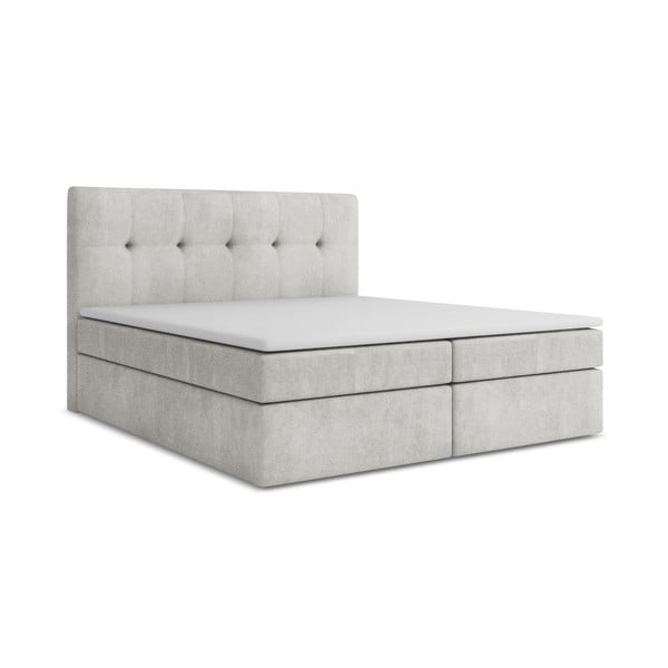 Ezüstszínű ágyneműtartós boxspring ágy 140x200 cm Palta – Makamii