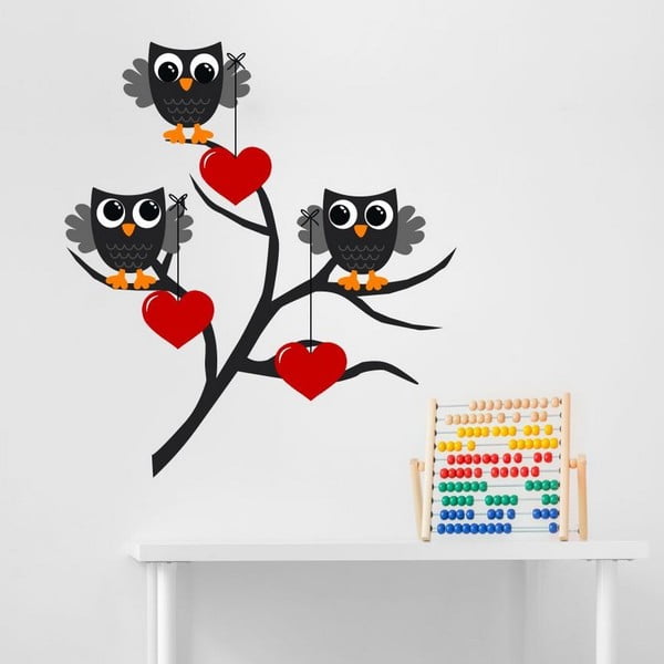 Owl & Heart dekoratív falmatrica