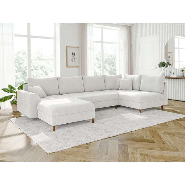 Krémszínű buklé sarokkanapé (bal oldali-U alakú) Ariella – Ropez-image-3