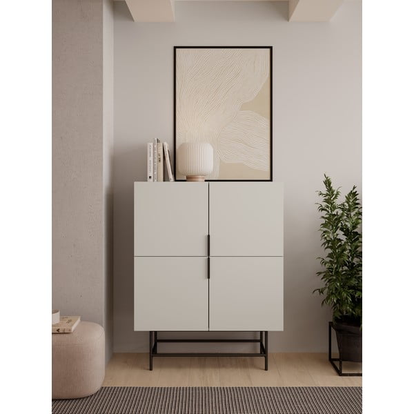 Krémszínű szekrény 100x128 cm Eldia – Marckeric-image-1