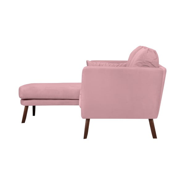 Elena világos rózsaszín háromszemélyes kanapé, bal oldali fekvőfotellel - Mazzini Sofas-image-3