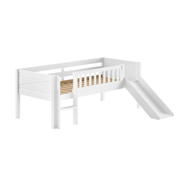 Fehér borovi fenyő galéria gyerekágy ágyráccsal 90x200 cm Scott – Vipack