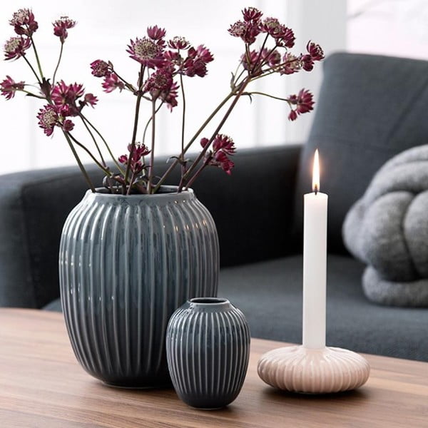 Hammershoi antracitszürke agyagkerámia váza, ⌀ 8,5 cm - Kähler Design-image-3