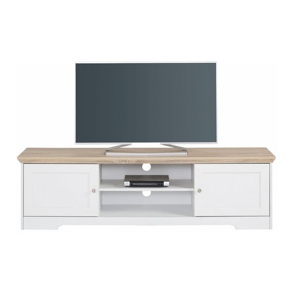 Annie fehér TV asztal tölgyfa színű lappal, 160 x 45 cm - Støraa