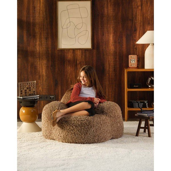 Barna műszőrme gyerek babzsákfotel Momo – Wigiwama-image-3
