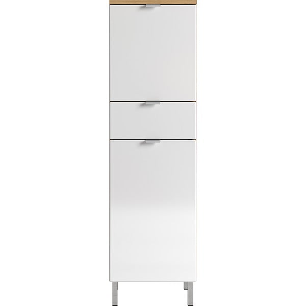 Mauresa fehér szekrény tölgyfa díszítéssel, magasság 120 cm - Germania-image-1