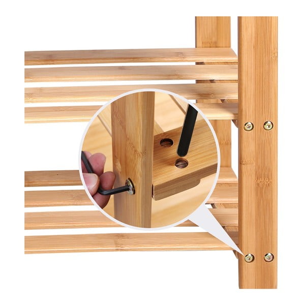 Cipőtartó bambuszpolc (8 pár cipő), szélesség 90 cm - Songmics-image-2