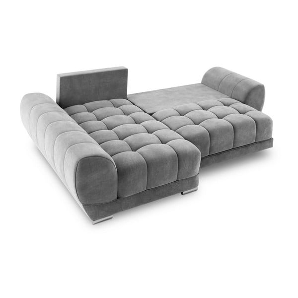 Nuage szürke kinyitható sarokkanapé bársony huzattal, bal oldali - Windsor & Co Sofas-image-4