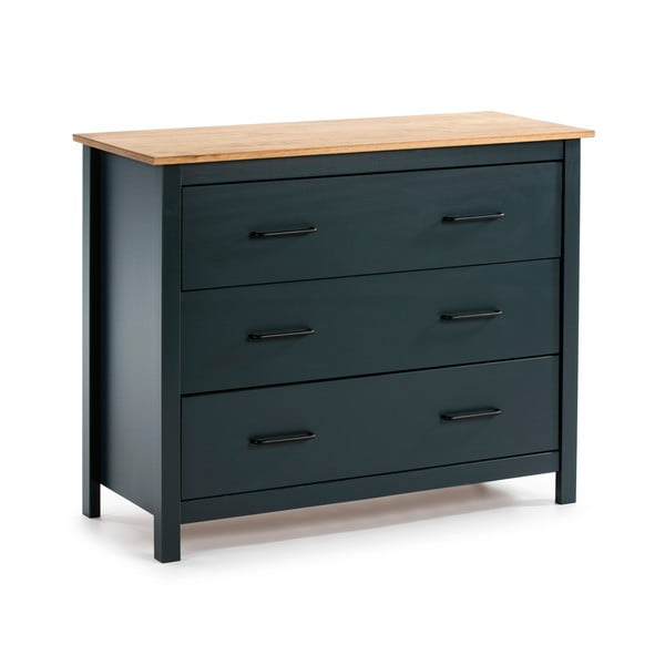 Sötétkék borovi fenyő alacsony komód 100x80 cm Miranda – Marckeric-image-2