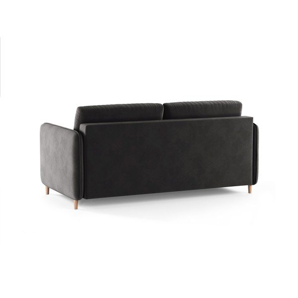 Sötétszürke bársony kanapé mindennapos alvásra 184 cm – Micadoni -image-3