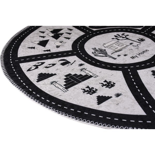 Fekete-fehér mosható gyerek játszószőnyeg ø120 cm My Home – Vitaus-image-2