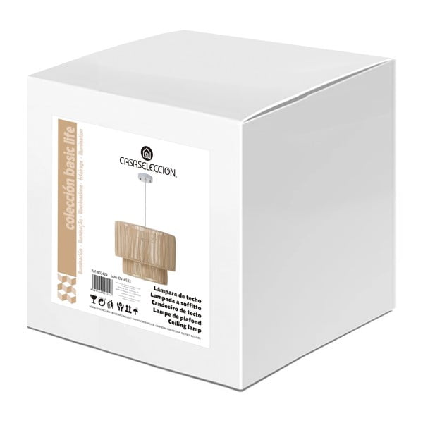 Natúr színű rattan mennyezeti lámpa rattan búrával ø 38 cm Natural Way – Casa Selección-image-3