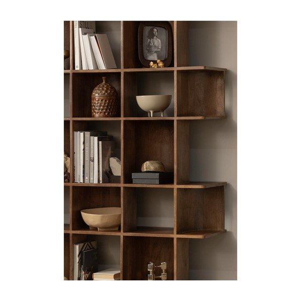 Sötétbarna mangófa könyvespolc 130x180x35 cm Sinne – WOOOD-image-1