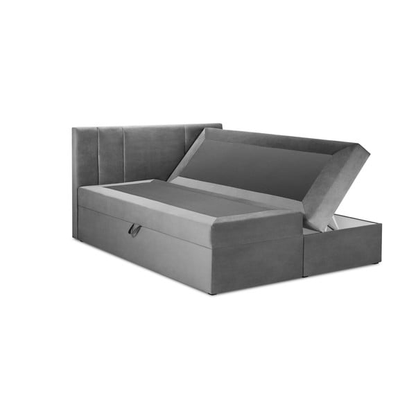 Szürke boxspring ágy tárolóhellyel 200x200 cm Afra – Mazzini Beds-image-2