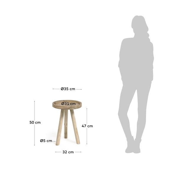 Teakfa kerek tárolóasztal ø 35 cm Glenda – Kave Home-image-4