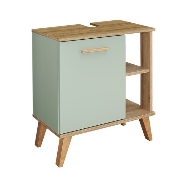Zöld mosdókagyló alatti szekrény tölgyfa dekorral 61x65 cm Set 963 - Pelipal-image-2