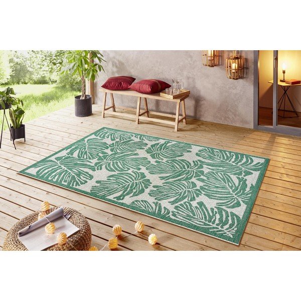 Monstera zöld-bézs kültéri szőnyeg, 140 x 200 cm - NORTHRUGS-image-1