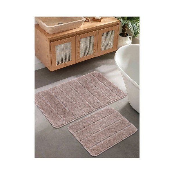Barna fürdőszobai kilépő szett 2 db-os 50x80 cm Yeni Cizgli – Foutastic-image-1
