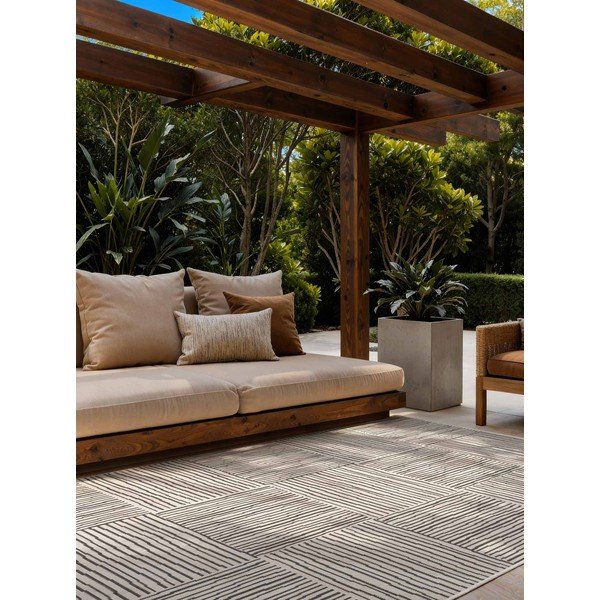 Fekete-krémszínű kültéri-beltéri szőnyeg 160x230 cm Haringey Nightingale – Ted Baker-image-1