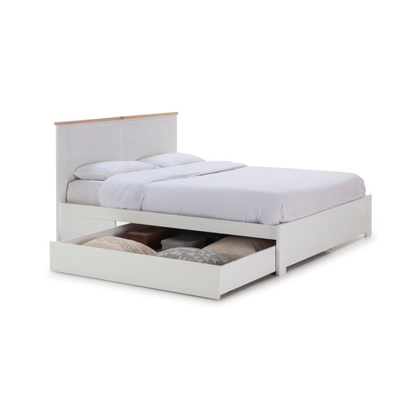 Fehér franciaágy tárolóhellyel 140x190 cm Gabi – Marckeric-image-4