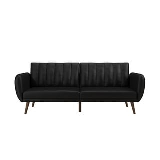 Fekete műbőr kinyitható kanapé 207 cm Brittany - Novogratz