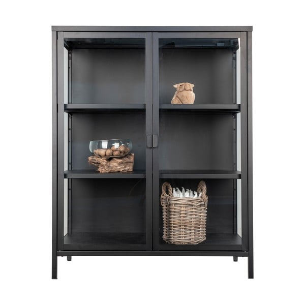 Fekete fém tálalószekrény 80x101,5 cm Brisbane – House Nordic-image-4