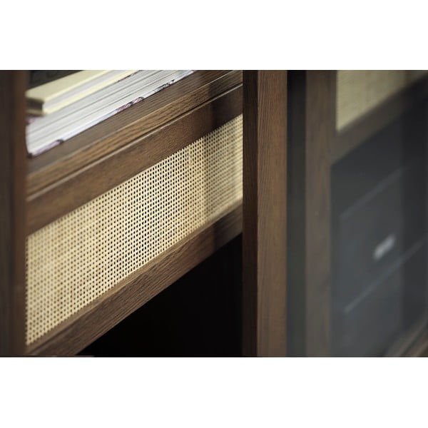 Sötétbarna tálalószekrény tolóajtóval, tölgyfa dekorral 110x160 cm Barrali – Unique Furniture-image-4