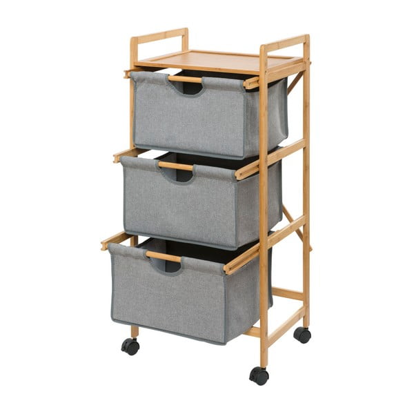 Szürke-barna bambusz fürdőszobai polcos állvány 44x96 cm Bahari – Wenko-image-2